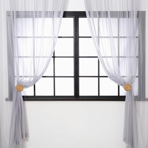 Leinuosen Boho Curtain Holdbacks Rattan Tiebacks Pack of 2 Curtain Holdbacks for Curtains Wall Mounted Wooden Drapery Hook for Door Window Treatment Sheer and Blackout Panels(Round) in Saudi Arabia