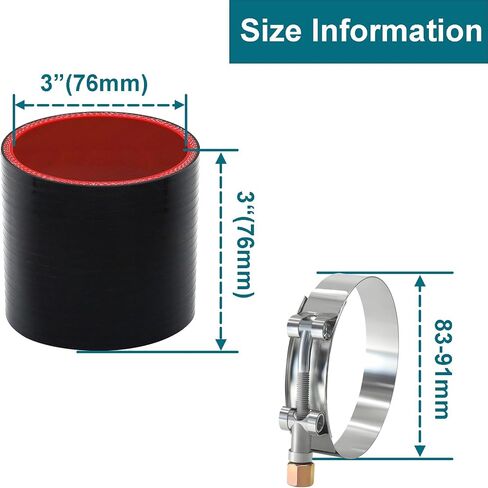 Straight ID 4" Silicone Hose Coupler, Reinforced 4-layer Wall 5MM with 2PCS T-bolt Clamps for Cold Air Intake, Turbo, Intercooler in Saudi Arabia