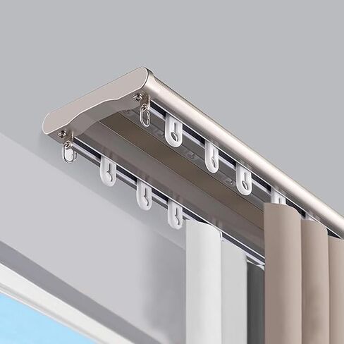 Double Curtains Tracks Ceiling Wall Mounted Heavy-Duty Curtains Rails Ceiling Track For Curtains Gold White Sliding Curtains Track System Ceiling Double Rails System For Living Bedroom(White,2.2m/7.2f in Saudi Arabia