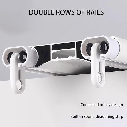 Double Curtains Tracks Ceiling Wall Mounted Heavy-Duty Curtains Rails Ceiling Track For Curtains Gold White Sliding Curtains Track System Ceiling Double Rails System For Living Bedroom(White,2.2m/7.2f in Saudi Arabia