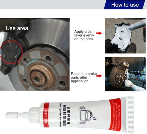 Brake Pin Grease, Heat Resistant Eliminating Squeal Brake Grease, Long-Lasting Moisture Proof Car Lubrication Protection for Smooth Quiet Braking Performance in Saudi Arabia