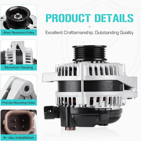 New Alternator Fit for Honda 3.5 3.5L Pilot 2012 2013 2014 2015, Fit for Odyssey 2011 2012 2013, Fit for Ridgeline 2012 2013 2014, 104210-1240, 9764219-124, 31100-RV0-A01, CSJ24, 11573, 290-5582 in Saudi Arabia