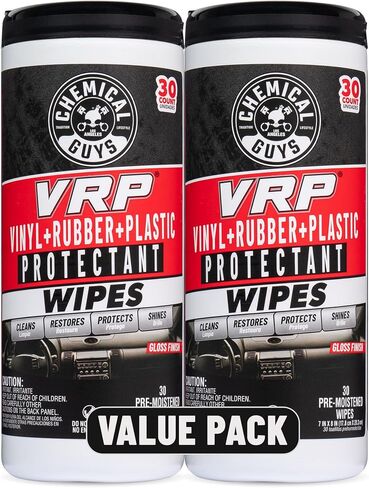 Chemical Guys VRP Vinyl, Rubber, Plastic Shine and Protectant Wipes Canister (30 ct) (2 Pack) – Quick Detail Wipes for Interior & Exterior Surfaces in Saudi Arabia