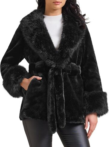 Allegra K Women's Faux Fur Winter Coats Long Sleeve Lapel Shaggy Jacket Warm Coat with Pockets 2025 in Saudi Arabia