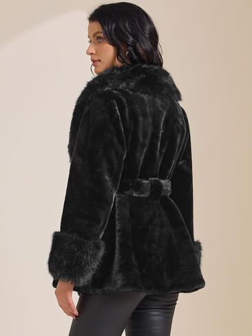 Allegra K Women's Faux Fur Winter Coats Long Sleeve Lapel Shaggy Jacket Warm Coat with Pockets 2025 in Saudi Arabia