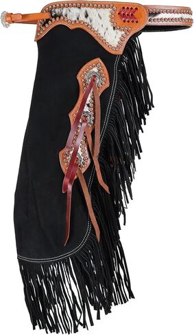 Showman Black Suede Chinks w/Cowhide Accents in Saudi Arabia