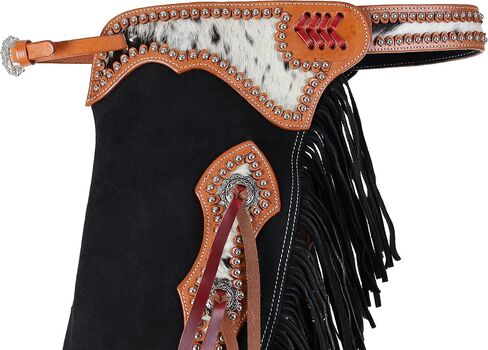 Showman Black Suede Chinks w/Cowhide Accents in Saudi Arabia