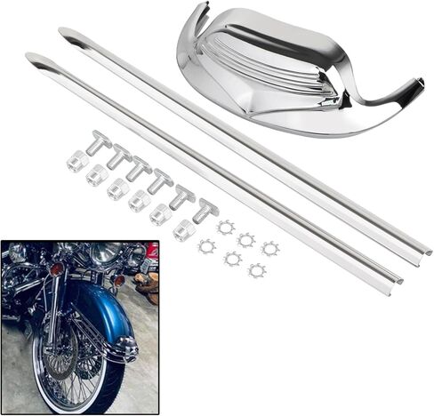 Front Fender Mudguard Tip & Spear Trim Kit لـ Harley Heritage Softail Special Flstn 1993-1996 Road King Flhr Electra Glide Classic FLHTC 1982-2013 (باستثناء Custom Road King) in Kuwait