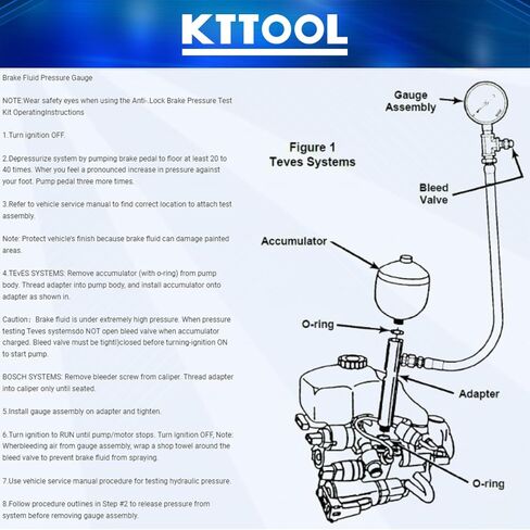 Universal Brake Oil Pressure Gauge, Automobile ABS Hydraulic Oil Pressure Gauge, Brake System Test Gauge in Kuwait