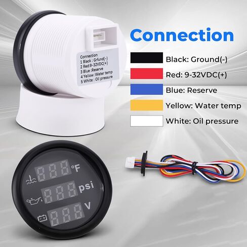 3 in 1 Gauge Kit 52mm Digital Oil Pressure Gauge, Water Temperature Gauge, Voltmeter for Car Truck Boat RV Motorcycle, Automotive Gauge Kit with Oil Pressure Sensor, Universal 12V (RED3) in Saudi Arabia