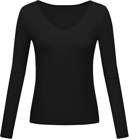 Long Sleeve Underscrub Baselayer Shirts for Women V Neck Casual Tops in Kuwait