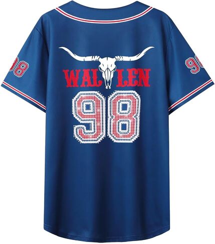 Women 98 Baseball Jersey Cow Skull Graphic Rhinestone Shirts Fan Tshirts Country Music Short Sleeve Tops in Kuwait