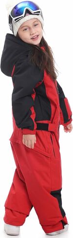 Kids Girls Boys One Piece Snowsuits Ski Suits High Collar Hood Double Zipper Jumpsuits Winter Waterproof Jackets in Saudi Arabia