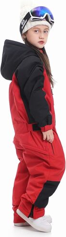 Kids Girls Boys One Piece Snowsuits Ski Suits High Collar Hood Double Zipper Jumpsuits Winter Waterproof Jackets in Saudi Arabia