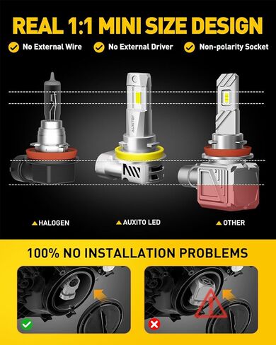 Auxito 9005/HB3 H11/H9/H8 Light Fog Light ، H8 H9 HB3 Lulbs Combo 5 Mins ، Plug-N-Play ، White Light ، IP68 Pack of 4 in Kuwait