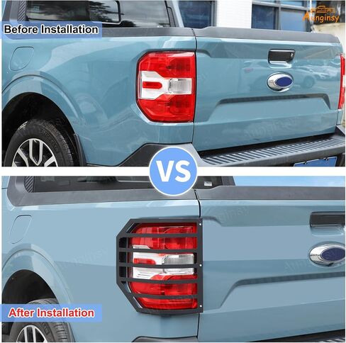 Aunginsy Tail Light Lamp Guard Cover Compatible with Ford Maverick 2022-2025 Exterior Accessories, Car Back Taillight Grilles Guard Protective Net Frame Carbon Steel Rear Headlight Trim Cover, Black in Saudi Arabia