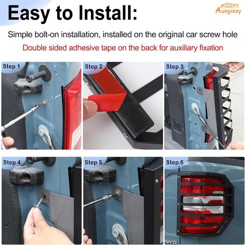 Aunginsy Tail Light Lamp Guard Cover Compatible with Ford Maverick 2022-2025 Exterior Accessories, Car Back Taillight Grilles Guard Protective Net Frame Carbon Steel Rear Headlight Trim Cover, Black in Saudi Arabia