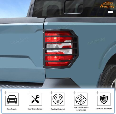 Aunginsy Tail Light Lamp Guard Cover Compatible with Ford Maverick 2022-2025 Exterior Accessories, Car Back Taillight Grilles Guard Protective Net Frame Carbon Steel Rear Headlight Trim Cover, Black in Saudi Arabia
