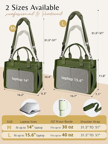 BESBESME Canvas Tote Bag for Women with Zipper & Compartments– Large Work & College Laptop Tote Crossbody Shoulder Bag in Saudi Arabia