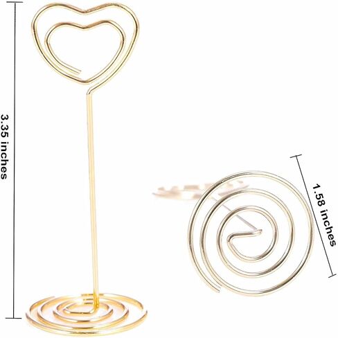 12pcs Table Number Holders Metal, 3.35 inch Place Card Stands for Wedding Centerpieces, Birthday Party - Table Card & Photo Picture Holders (Gold-Heart Shaped) in Kuwait