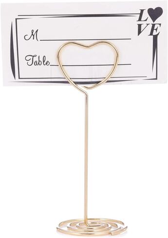 12pcs Table Number Holders Metal, 3.35 inch Place Card Stands for Wedding Centerpieces, Birthday Party - Table Card & Photo Picture Holders (Gold-Heart Shaped) in Kuwait
