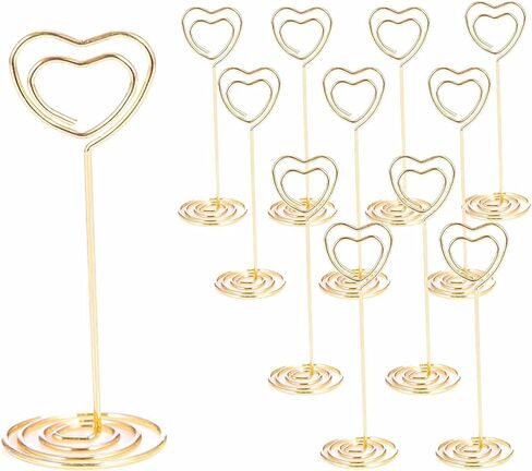 12pcs Table Number Holders Metal, 3.35 inch Place Card Stands for Wedding Centerpieces, Birthday Party - Table Card & Photo Picture Holders (Gold-Heart Shaped) in Kuwait