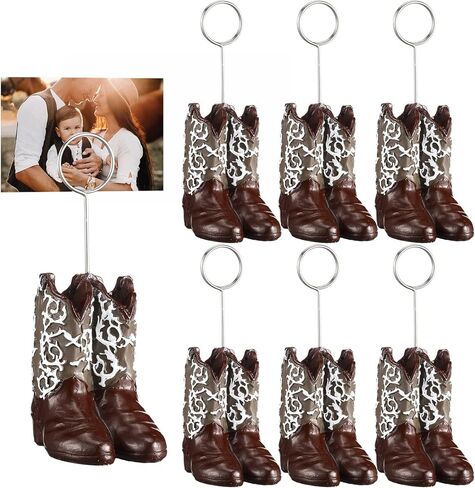 Tatuo 6 PCS Cowboy Boots Number Number Assologers Photo Photo Photo Photo Place Place حامل رقم طاولة لطيف. in Kuwait