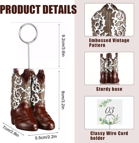 Tatuo 6 PCS Cowboy Boots Number Number Assologers Photo Photo Photo Photo Place Place حامل رقم طاولة لطيف. in Kuwait