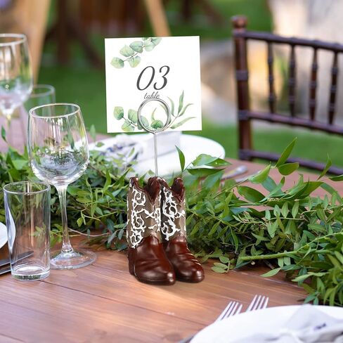 Tatuo 6 PCS Cowboy Boots Number Number Assologers Photo Photo Photo Photo Place Place حامل رقم طاولة لطيف. in Kuwait