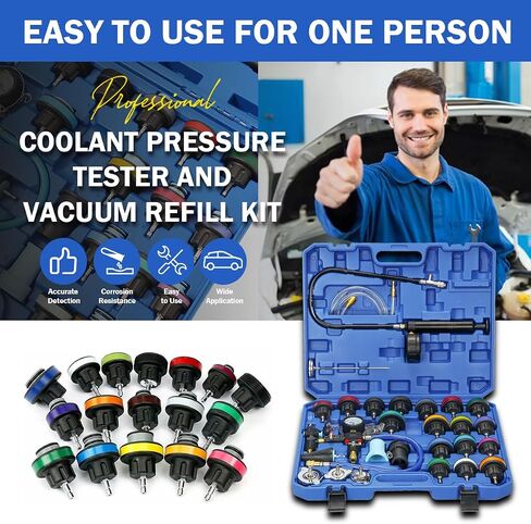 Automotive,Tools Equipment coolant Pressure Tester kit,Radiator Pressure Tester kit,Radiator Pressure Tester,28pcsblue in Saudi Arabia