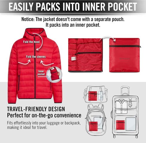 Spyder Packable Puffer Jacket Men with Hood, Lightweight Winter Jackets for Men in Saudi Arabia