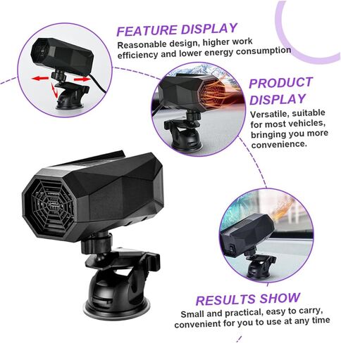 Cabilock 1pc Portable Auto Heater and Defogger for Vehicle Windshield Fast Heating Easy Installation Efficient Defrosting Tool for Cars Trucks and Suvs in Saudi Arabia