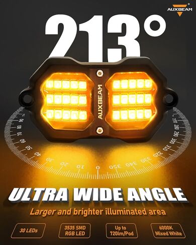 Auxbeam 4 Pods RGB LED Rock Lights, Bluetooth& Remote Control Multi Color-Changing Wheel Well Lights w/Brake Mode, Music & Voice Sync Underglow for Trucks UTV Car Boat Waterproof, 1 Year Warranty in Saudi Arabia