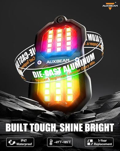 Auxbeam 4 Pods RGB LED Rock Lights, Bluetooth& Remote Control Multi Color-Changing Wheel Well Lights w/Brake Mode, Music & Voice Sync Underglow for Trucks UTV Car Boat Waterproof, 1 Year Warranty in Saudi Arabia