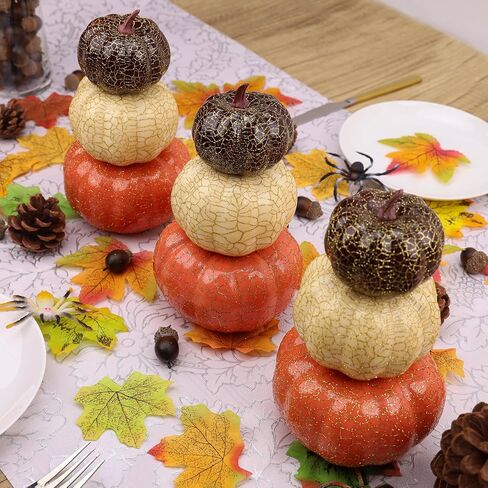 Gresorth 2 قطعة من القرع المكدس لتزيين الهالوين نموذج طاولة قرع صناعي مزيف لفصل الخريف والخريف والمنزل والمطبخ وحفلات الزفاف وأعياد الميلاد - B in Kuwait