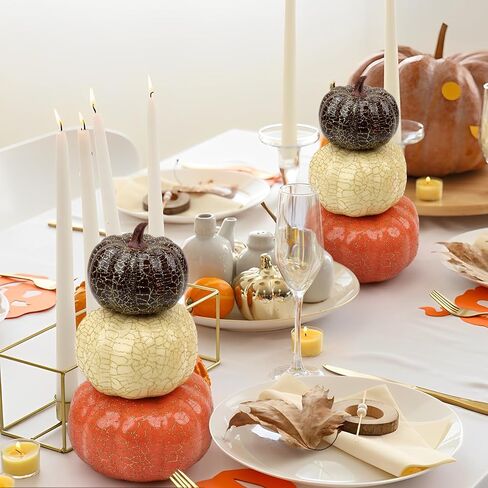 Gresorth 2 قطعة من القرع المكدس لتزيين الهالوين نموذج طاولة قرع صناعي مزيف لفصل الخريف والخريف والمنزل والمطبخ وحفلات الزفاف وأعياد الميلاد - B in Kuwait