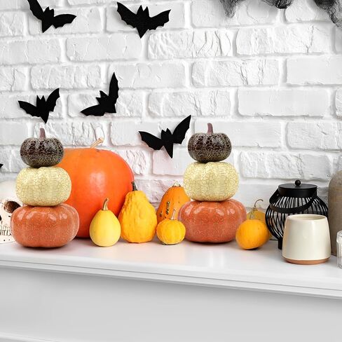 Gresorth 2 قطعة من القرع المكدس لتزيين الهالوين نموذج طاولة قرع صناعي مزيف لفصل الخريف والخريف والمنزل والمطبخ وحفلات الزفاف وأعياد الميلاد - B in Kuwait