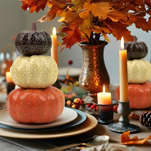 Gresorth 2 قطعة من القرع المكدس لتزيين الهالوين نموذج طاولة قرع صناعي مزيف لفصل الخريف والخريف والمنزل والمطبخ وحفلات الزفاف وأعياد الميلاد - B in Kuwait