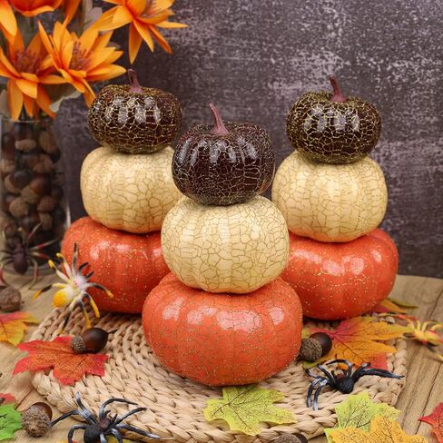 Gresorth 2 قطعة من القرع المكدس لتزيين الهالوين نموذج طاولة قرع صناعي مزيف لفصل الخريف والخريف والمنزل والمطبخ وحفلات الزفاف وأعياد الميلاد - B in Kuwait