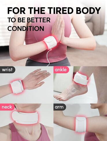 Red Light Therapy for Wrist, Neck, Hands, Ankle with 108 Near Infrared Dual Chip LED 880nm 660nm, White Silicone Band, Brace, Heating pad, Portable, Flexible, P PEACH TECH, SALUS in Saudi Arabia