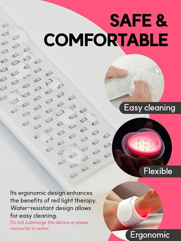 Red Light Therapy for Wrist, Neck, Hands, Ankle with 108 Near Infrared Dual Chip LED 880nm 660nm, White Silicone Band, Brace, Heating pad, Portable, Flexible, P PEACH TECH, SALUS in Saudi Arabia