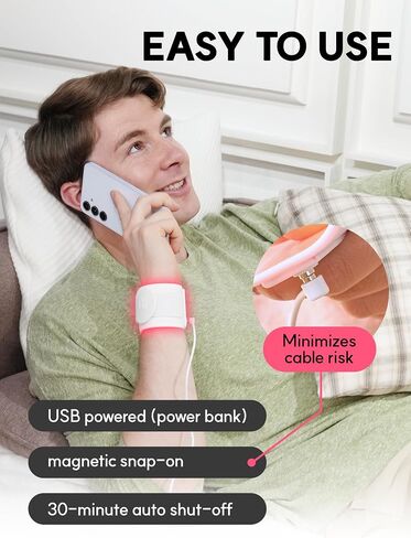 Red Light Therapy for Wrist, Neck, Hands, Ankle with 108 Near Infrared Dual Chip LED 880nm 660nm, White Silicone Band, Brace, Heating pad, Portable, Flexible, P PEACH TECH, SALUS in Saudi Arabia