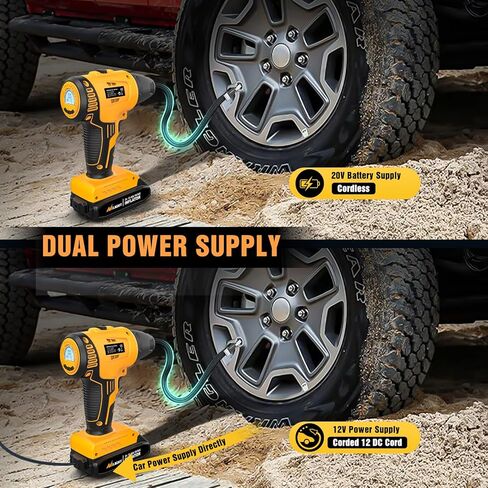 منفاخ إطارات ضاغط هواء محمول من Nilight بقوة 12 فولت بقوة 120 رطل لكل بوصة مربعة، مضخة إطارات معدنية ذات أسطوانة مزدوجة وضغط إطارات رقمي سريع النفخ وإيقاف تلقائي لمضخة الإطارات للسيارة والدراجات النارية وسيارات الدفع الرباعي، ضمان لمدة عامين in Kuwait