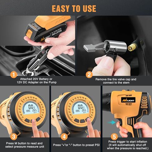 منفاخ إطارات ضاغط هواء محمول من Nilight بقوة 12 فولت بقوة 120 رطل لكل بوصة مربعة، مضخة إطارات معدنية ذات أسطوانة مزدوجة وضغط إطارات رقمي سريع النفخ وإيقاف تلقائي لمضخة الإطارات للسيارة والدراجات النارية وسيارات الدفع الرباعي، ضمان لمدة عامين in Kuwait