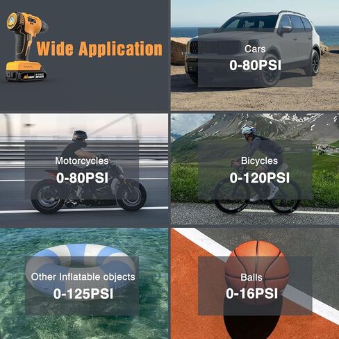 منفاخ إطارات ضاغط هواء محمول من Nilight بقوة 12 فولت بقوة 120 رطل لكل بوصة مربعة، مضخة إطارات معدنية ذات أسطوانة مزدوجة وضغط إطارات رقمي سريع النفخ وإيقاف تلقائي لمضخة الإطارات للسيارة والدراجات النارية وسيارات الدفع الرباعي، ضمان لمدة عامين in Kuwait