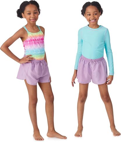 Saint Eve Kids Girls Swimsuit من 3 قطع-حارس طفح جلدي طويل الأكمام ، مبطن ، قطعة واحدة ، UPF 50+ ، سراويل للسباحة للسباحة ، الشاطئ ، المخيم in Kuwait