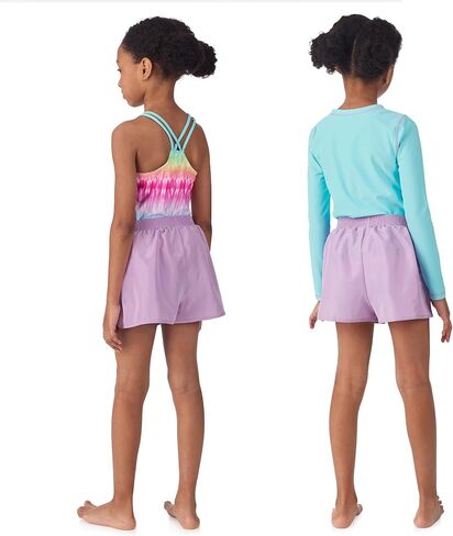 Saint Eve Kids Girls Swimsuit من 3 قطع-حارس طفح جلدي طويل الأكمام ، مبطن ، قطعة واحدة ، UPF 50+ ، سراويل للسباحة للسباحة ، الشاطئ ، المخيم in Kuwait