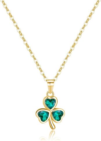 SLUYNZ 925 Sterling Silver Green Shamrock Choker Necklace for Women Teens Clover Pandant Necklace Chain in Saudi Arabia
