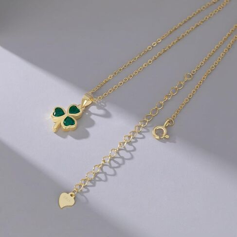 SLUYNZ 925 Sterling Silver Green Shamrock Choker Necklace for Women Teens Clover Pandant Necklace Chain in Saudi Arabia