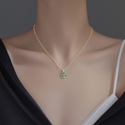 SLUYNZ 925 Sterling Silver Green Shamrock Choker Necklace for Women Teens Clover Pandant Necklace Chain in Saudi Arabia